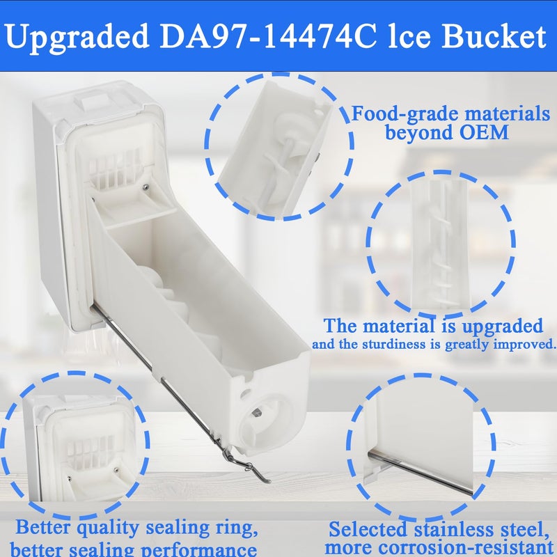 Garsoo DA97-14474C, DA97-14474A, DA97-12604D Ice Bucket, ice Container Bucket Compatible with Samsung RF25, RF26, RF28, Series Refrigerator etc, Part Number: DA97-21040A, AP6034185 etc One Year Warranty - Image 5
